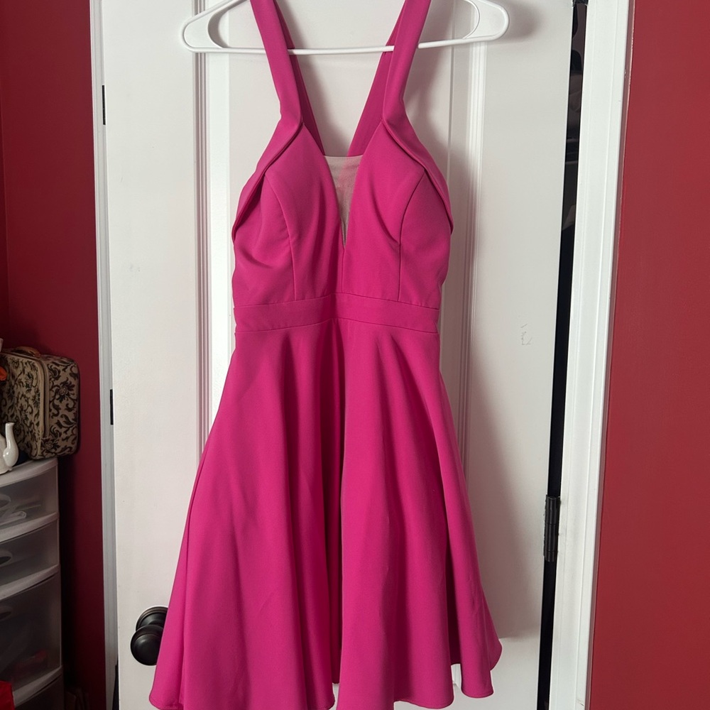 Vibrant Pink Halter Mini Dress
